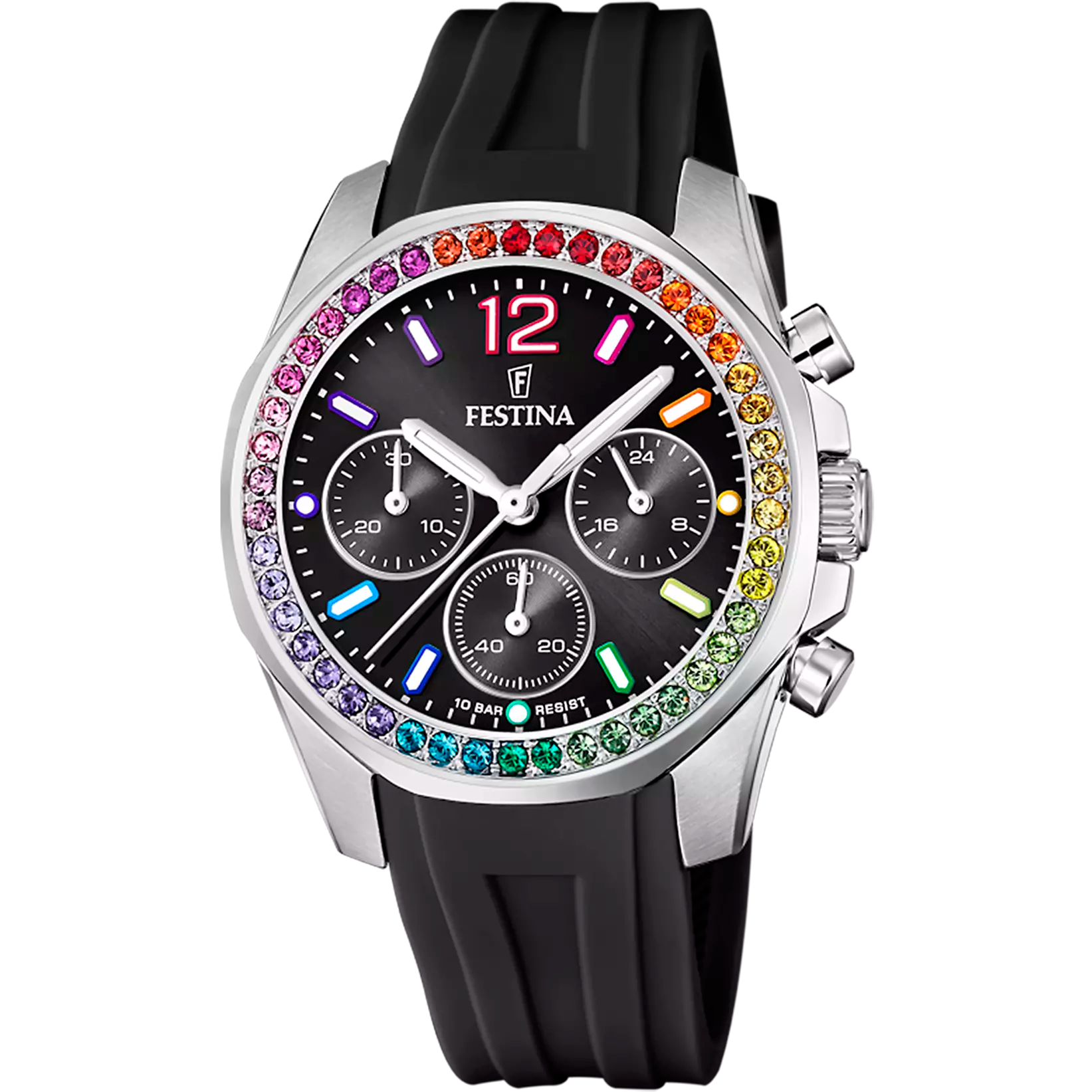 MONTRE FESTINA NOIR, BRACELET CAOUTCHOUC, FEMME