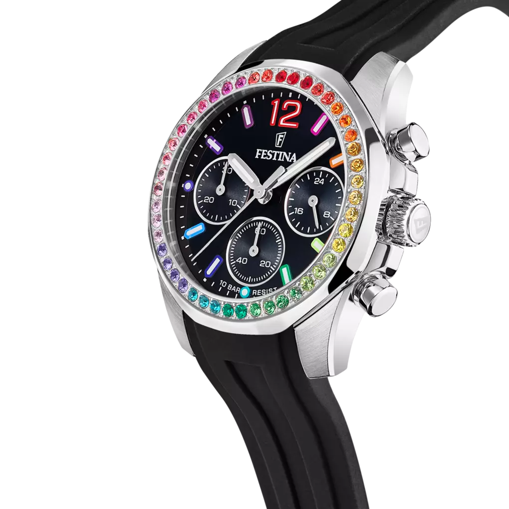 MONTRE FESTINA NOIR, BRACELET CAOUTCHOUC, FEMME